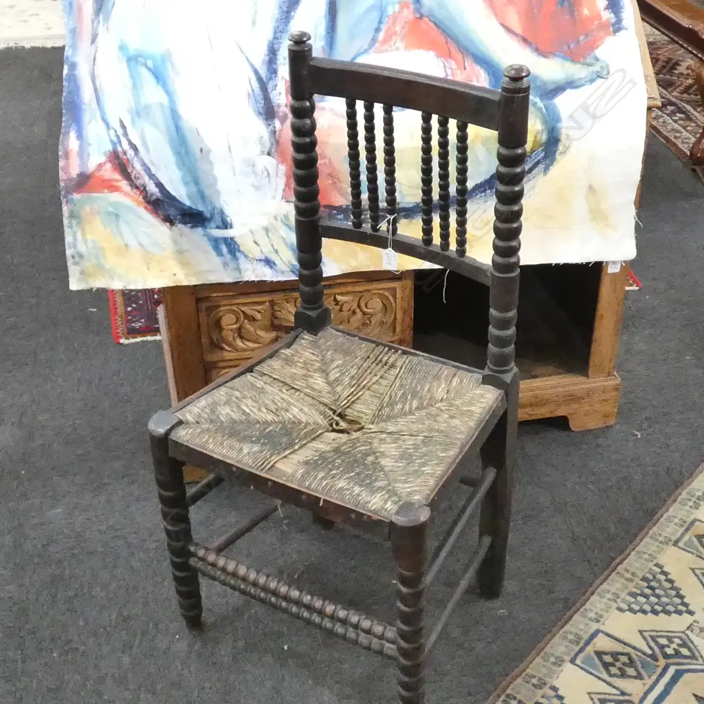 RUSH SEATED CHAIR BOBBIN TURNED BACK (AF) Image 1++