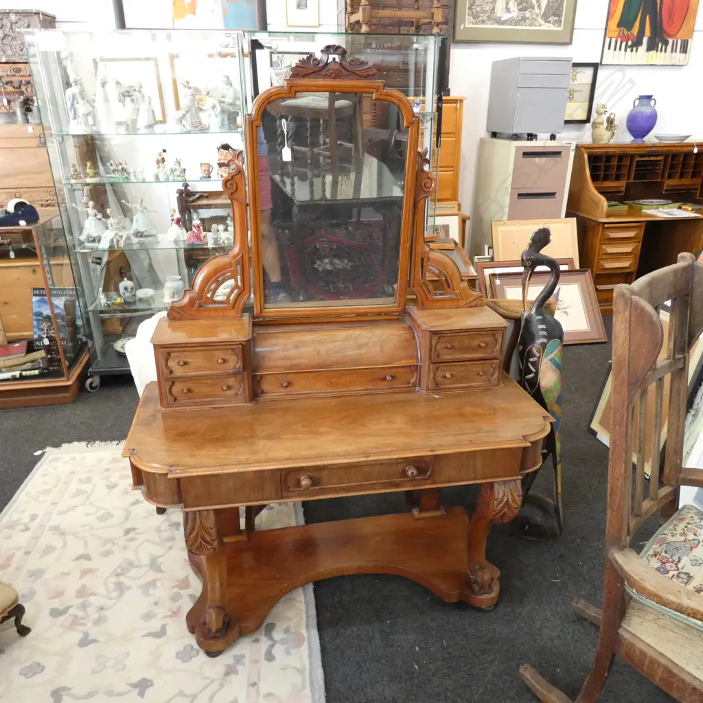 VICTORIAN WALNUT DRESSING TABLE W. 1220MM Image 1++