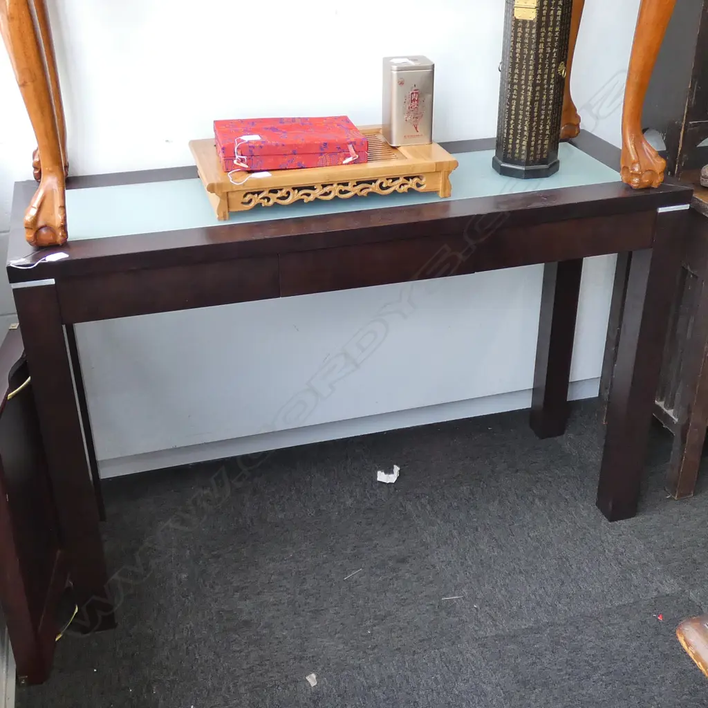 CONTEMPORARY GLASS TOP HALL TABLE L. 1320MM Image 1++