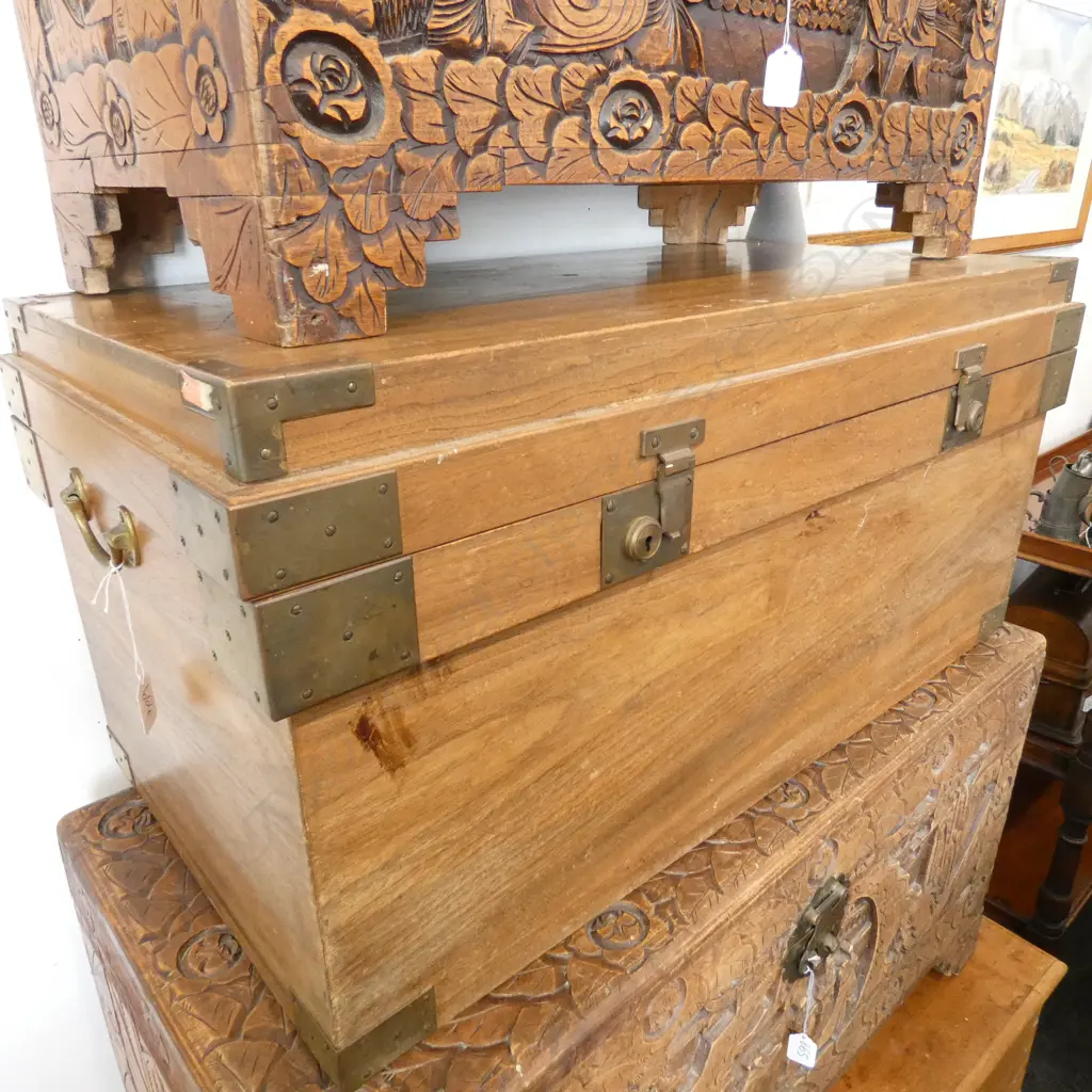 CAMPHOR CHEST WITH BRASS DETAIL 880MM W Image 1++