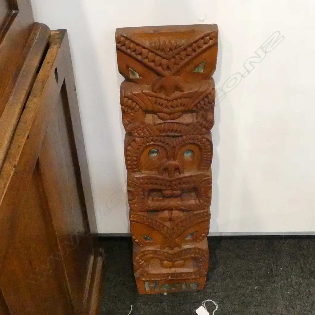 CARVED MAORI PANEL 'HOKIO' H. 750MM not to be confused with 676 Image 1++