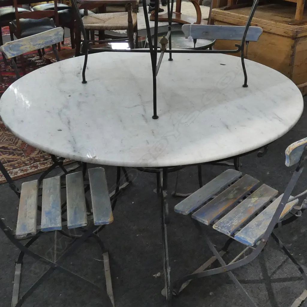 CIRCULAR MARBLE TOP PATIO / BREAKFAST TABLE 1100MM DIA Image 1++