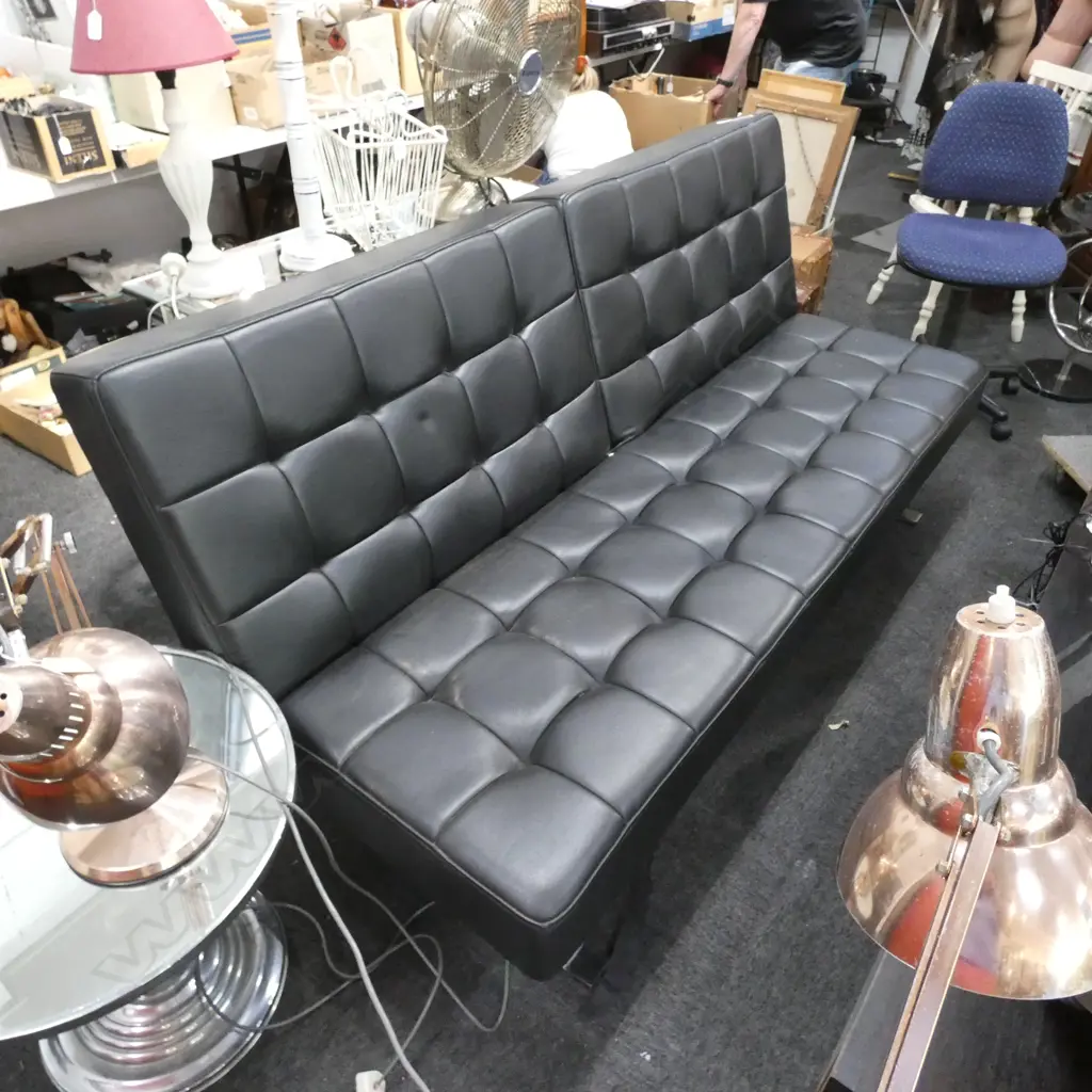 BLACK SOFA BED, 1800MM X 100MM APPROX WHEN FLAT Image 1++
