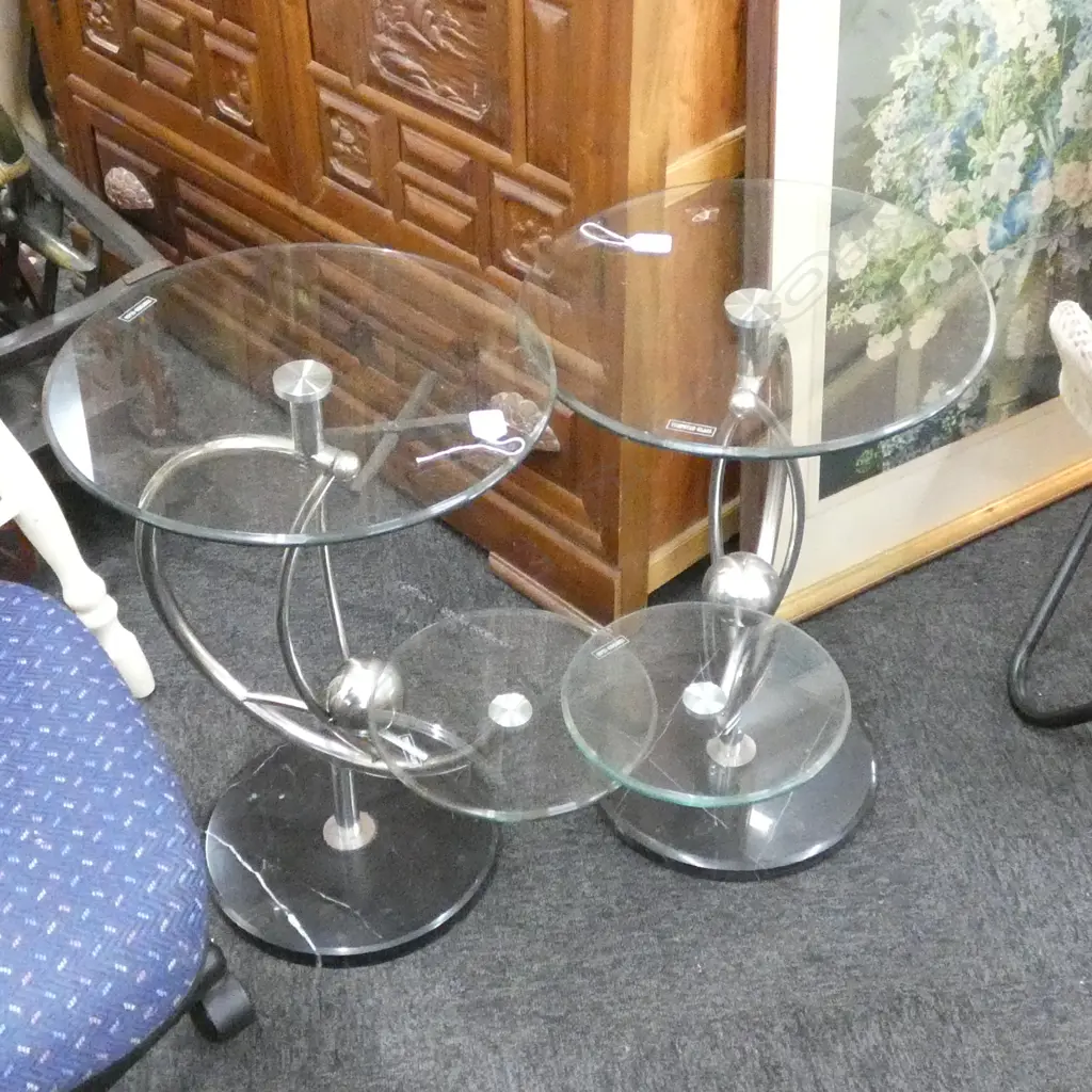 PR DECO STYLE CIRCULAR GLASS SIDE TABLES H. 570MM  Image 1++