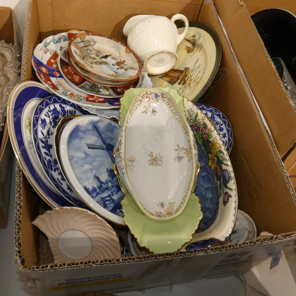 BOX LOT ASST. CHINA INCL. IMARI, MALING, ROYAL DOULTON ETC Image 1++