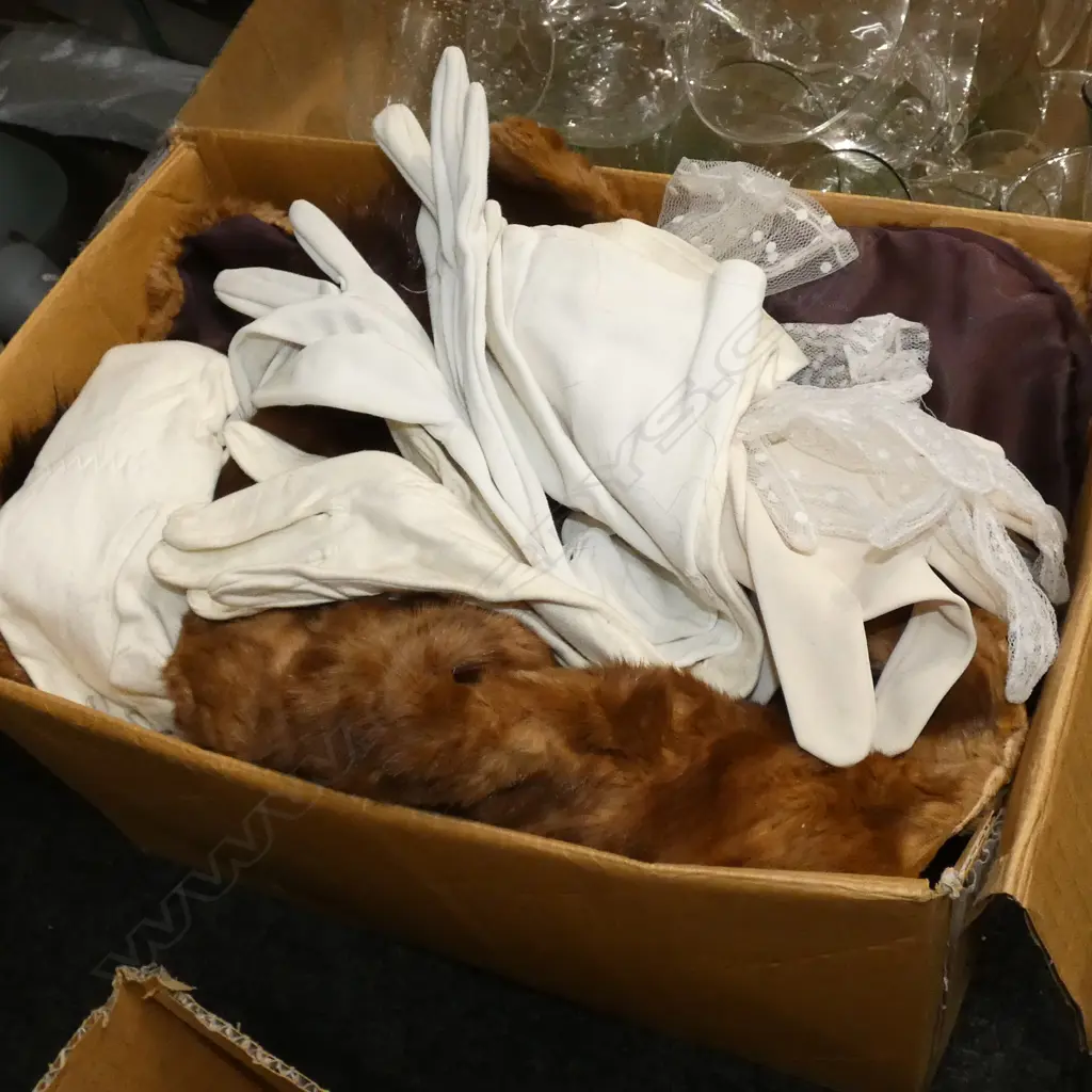 VINTAGE GLOVES & FURS; 2 STOLES & 4 NECK COLLARS Image 1++