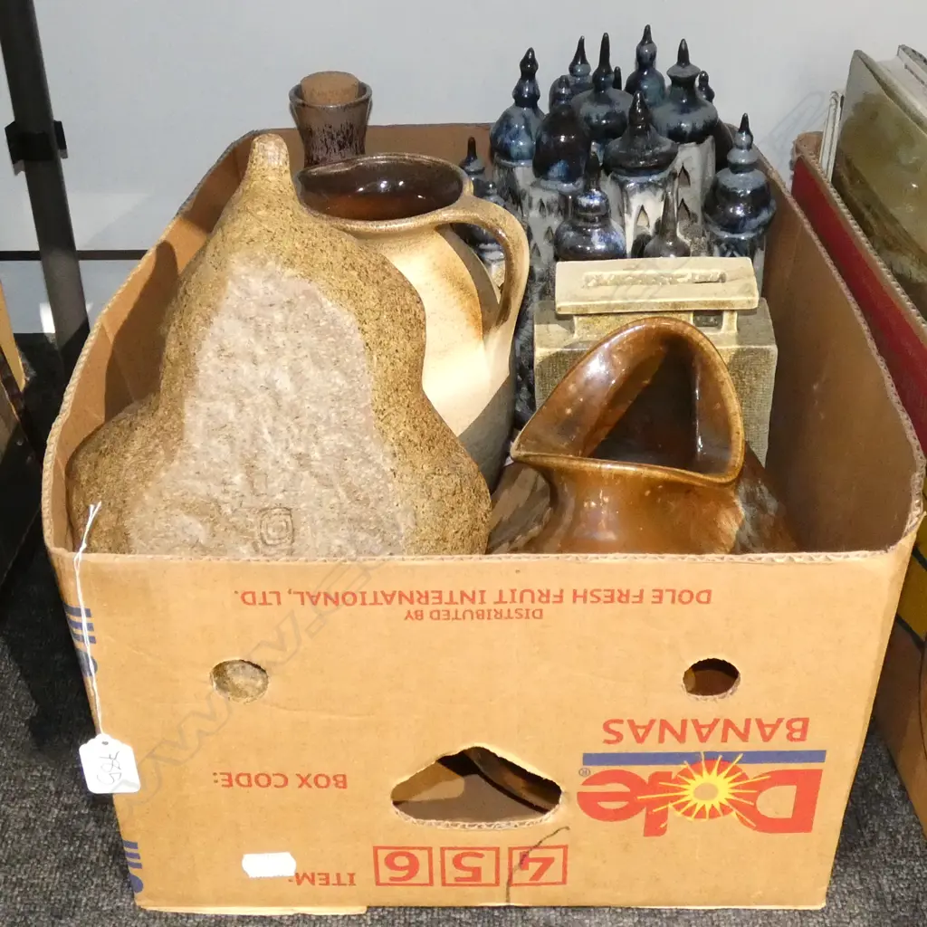 BOX LOT ASST. STUDIO POTTERY CERAMICS Image 1++
