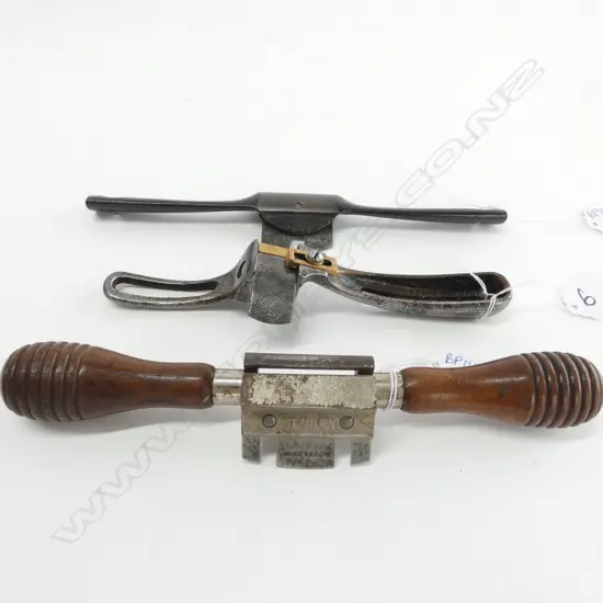 2 STANLEY SPOKESHAVES; NO. 67 & 63 PLUS SNELL & ATHERTON REBATE TOOL
