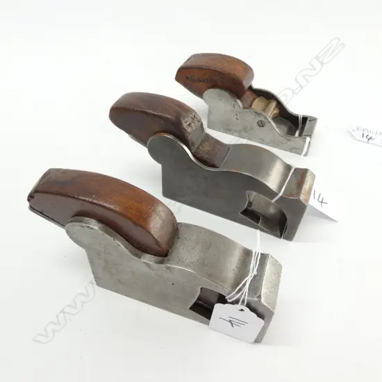 3 ROSEWOOD WEDGE  PLANES; MARPINS BULLNOSE & CHARIOT, PRESTON BULLNOSE