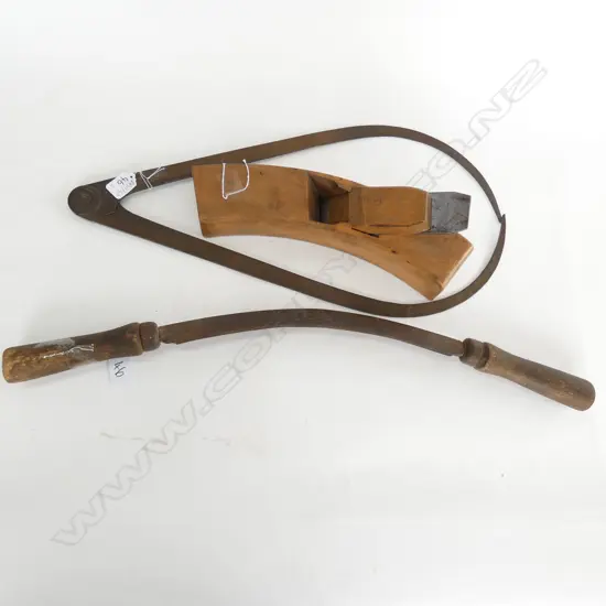 3 COOPERING TOOLS; SANDUSKY SUN PLANE, LARGE CALIPERS, DRAW KNIFE