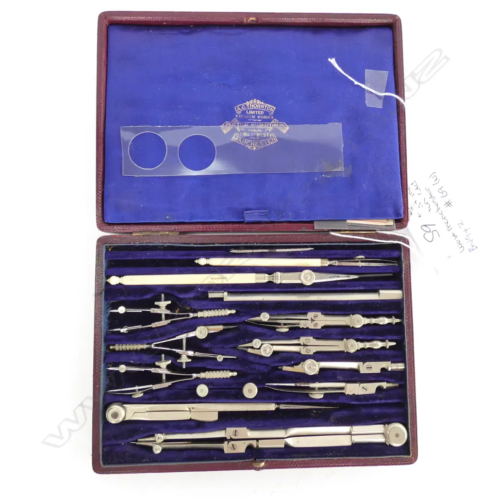 DRAWING INSTRUMENT SET (IVORY & METAL)      MANUFACTURED BY: AG THORNTON  Image 1++
