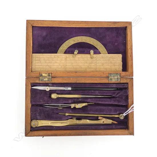 BRASS DRAWING INSTRUMENT SET, CASED