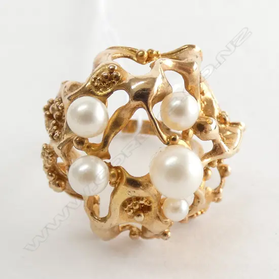 9CT YG CULTURED PEARL COCKTAIL DRESS RING