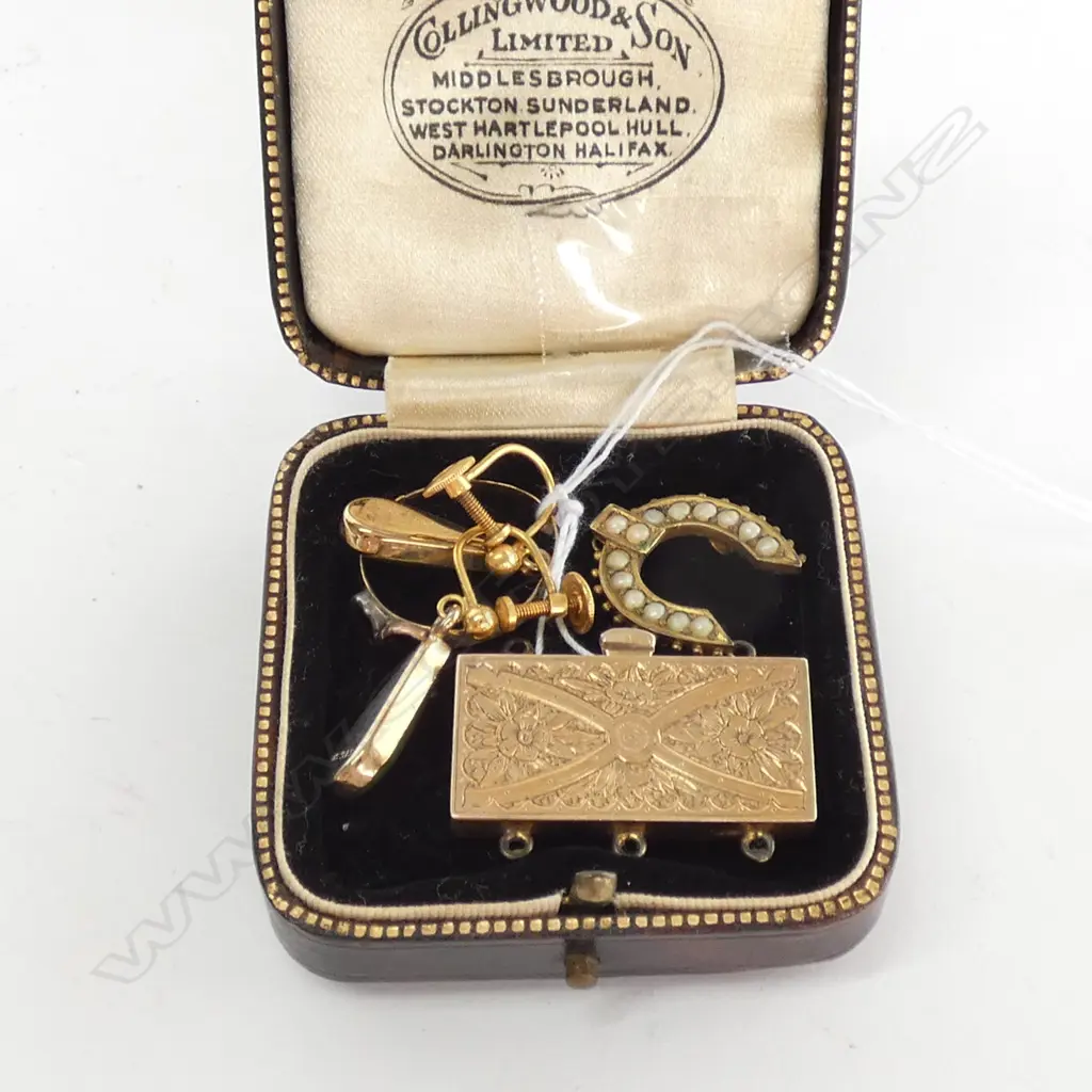 G.P. GREENSTONE SCREW-ON EARRINGS, & GOLD PLATE ITEMS (FAULTS) Image 1++