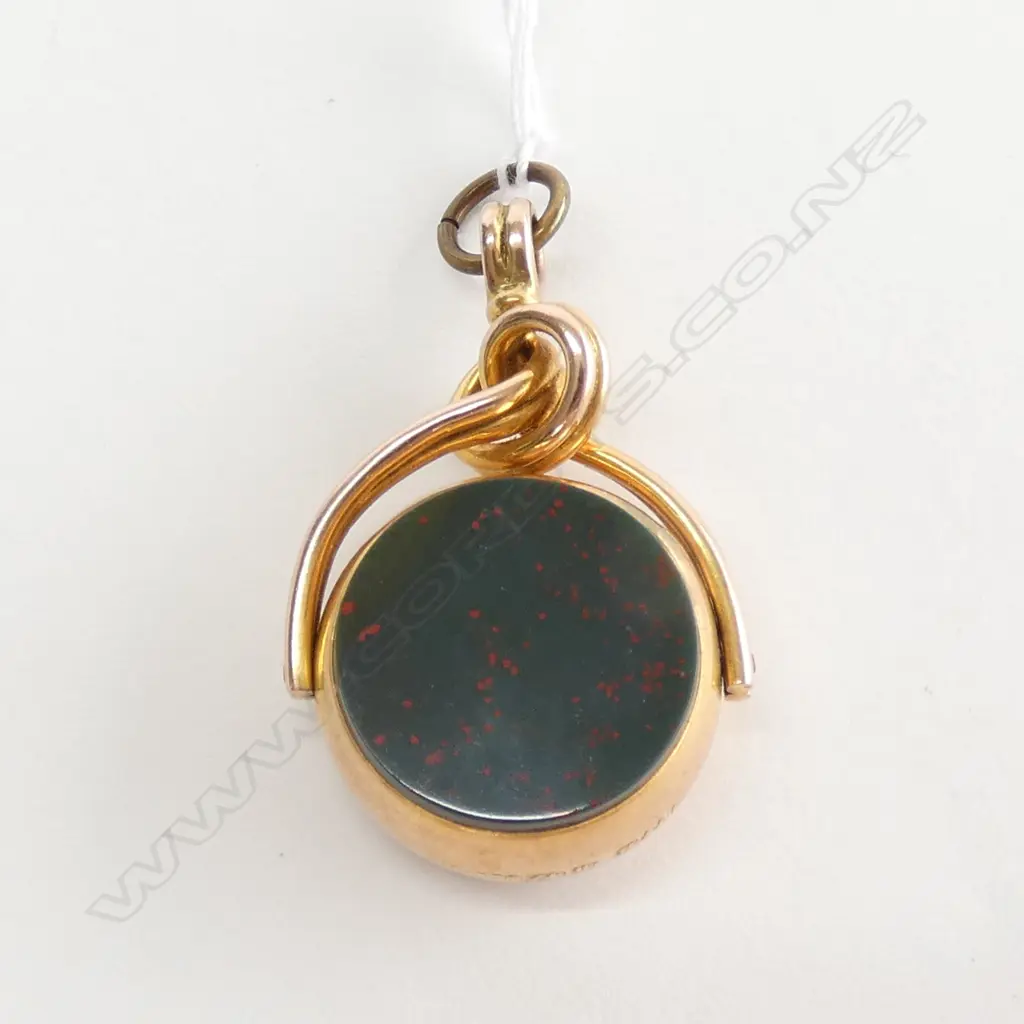 9CT VICTORIAN SPINNER BLOODSTONE AND CARNELIAN Image 1++