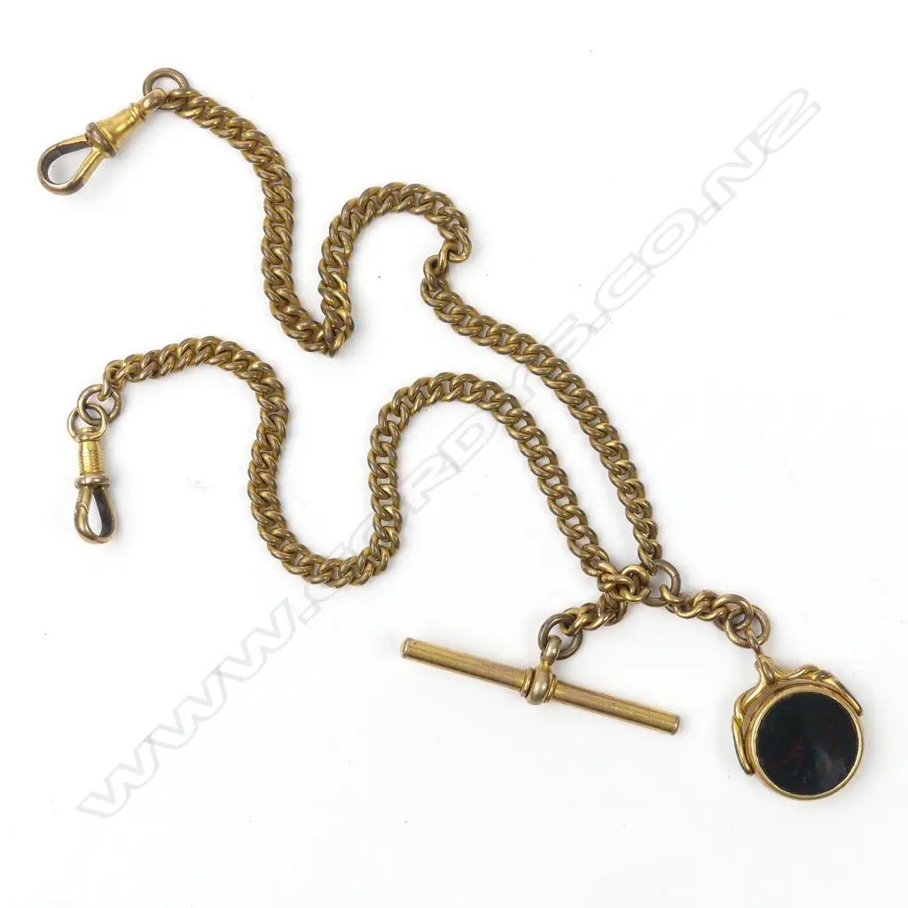 A late 19thC rolled gold curb link Albert chain Image 1++
