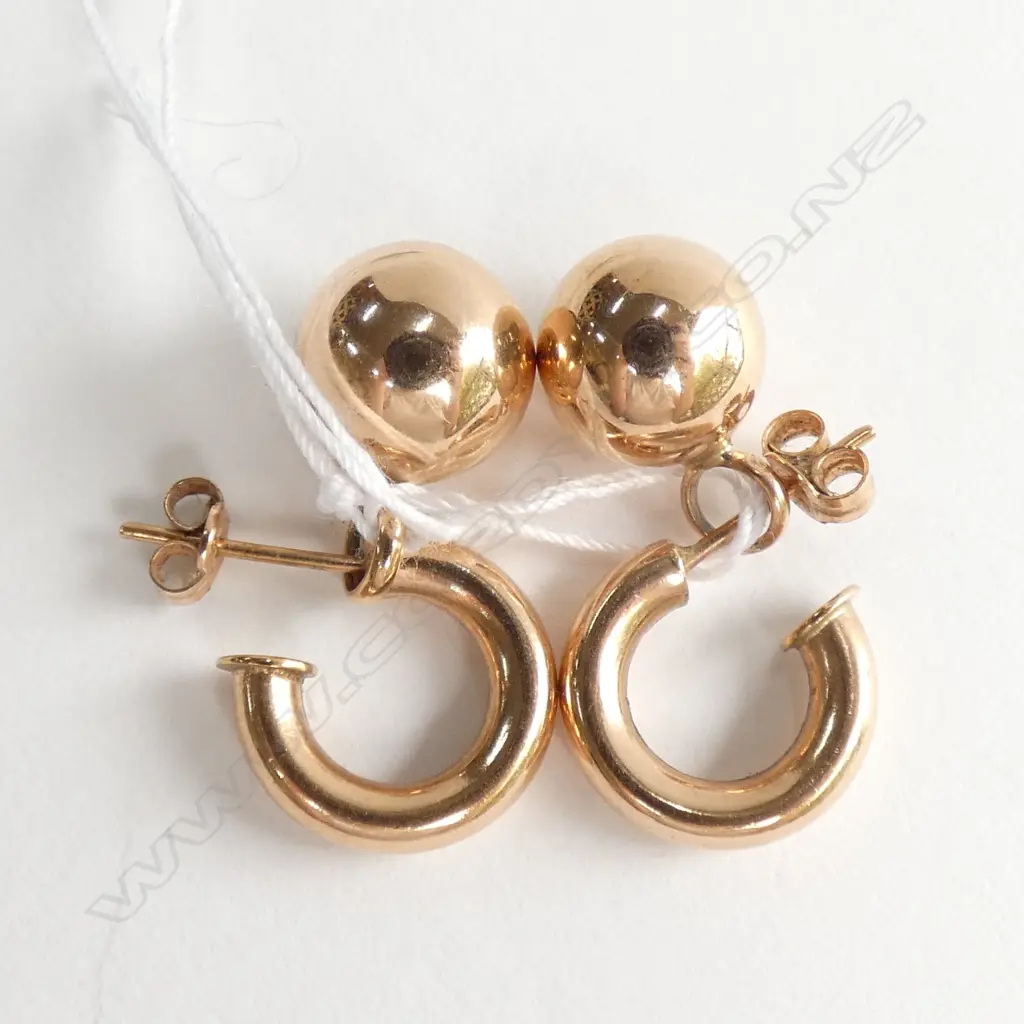 PR 9CT ROSE GOLD C SCROLL & BALL EARRINGS 4.16 gms Image 1++