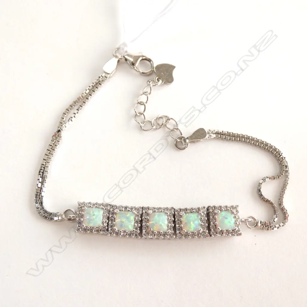 STG SILVER 925 BRACELET (OPAL MAN MADE) ? & CZ BRACELET Image 1++