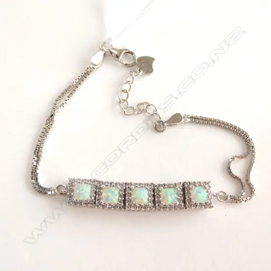 STG SILVER 925 BRACELET (OPAL MAN MADE) ? & CZ BRACELET