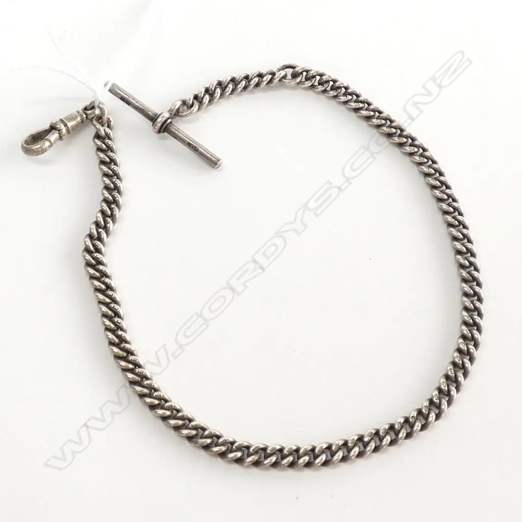 STG SILVER FOB CHAIN WITH T BAR 23 GRAMS Image 1++