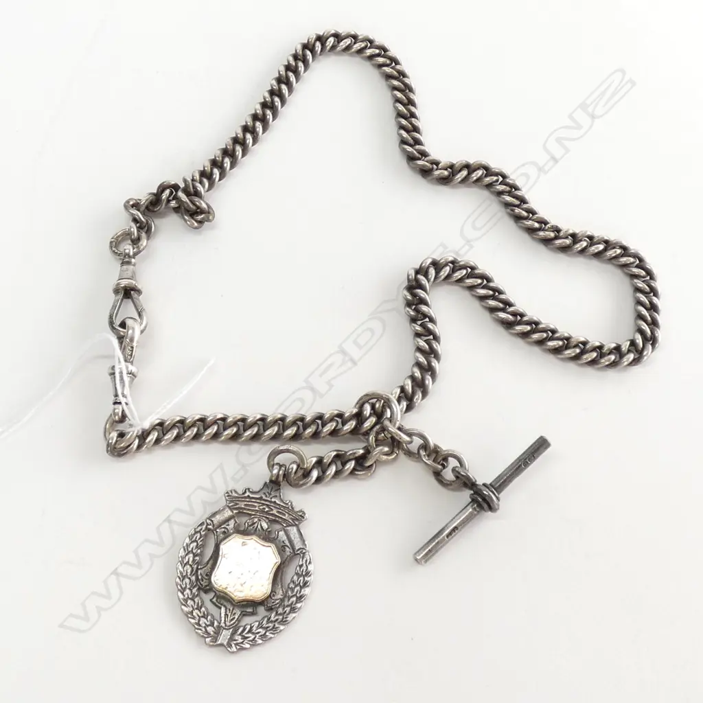STG SILVER FOB CHAIN WITH MEDAL 65 GRAMS Image 1++