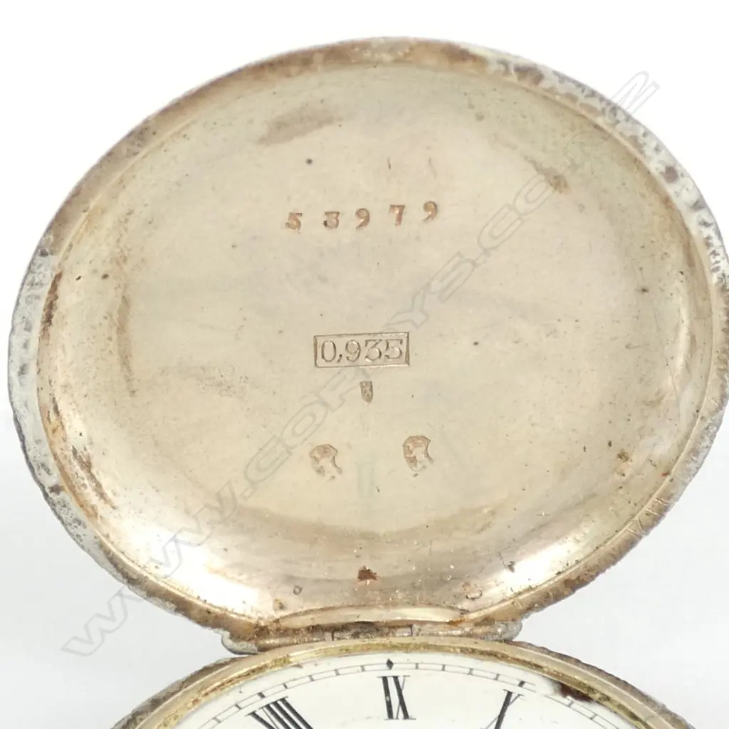 S/SILVER ENGRAVED HUNTER POCKETWATCH Image 1++