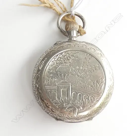 S/SILVER ENGRAVED HUNTER POCKETWATCH