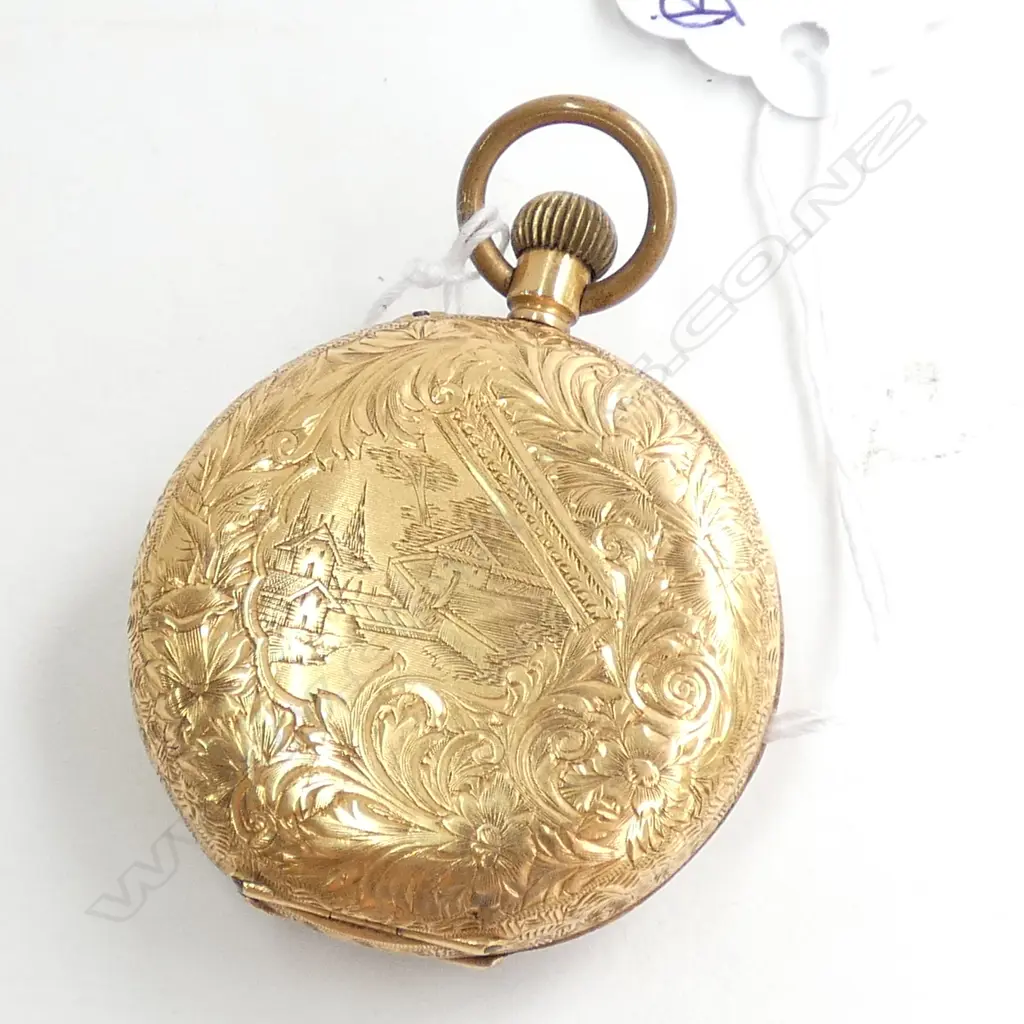 18 CT FRENCH OPEN FACE POCKETWATCH PLATED DUST COVER 37 GRAMS TOTAL WEIGHT Image 1++