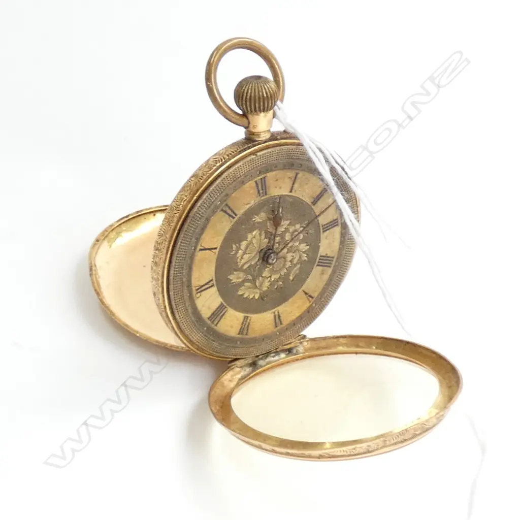 18 CT FRENCH OPEN FACE POCKETWATCH PLATED DUST COVER 37 GRAMS TOTAL WEIGHT Image 1++