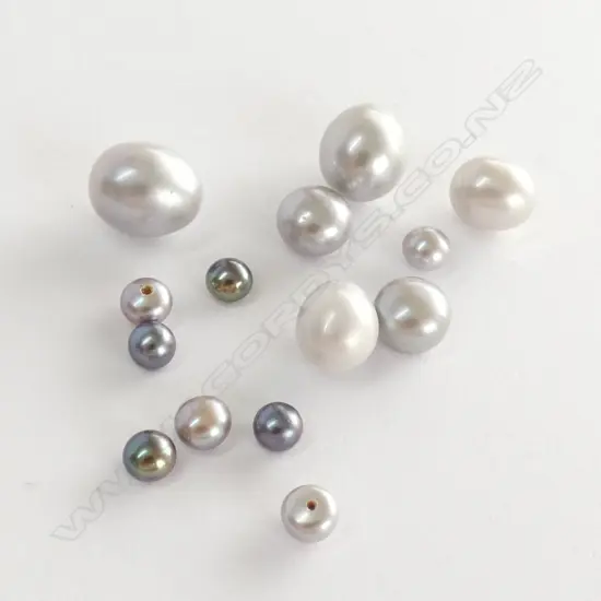 ASST. TAHITIAN FRESH WATER PEARLS; GREY UP TO 12MM