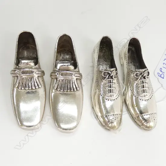 2 PRS ITALIAN 800 SILVER MENS SHOES; BROGUES AND LOAFERS 96 GRAMS