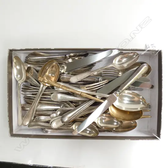 LG SET OF GEORGE BUTLER SILVER PLATED CUTTERY. KNIFES, SPOONS, FORK