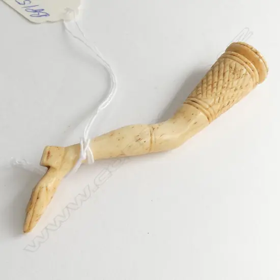 19TthC CARVED PIPE LADY'S LEG PIPE TAMPER