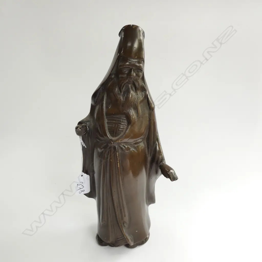 BRONZED CHINESE WISE MAN FIGURE H. 325MM Image 1++