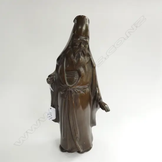 BRONZED CHINESE WISE MAN FIGURE H. 325MM