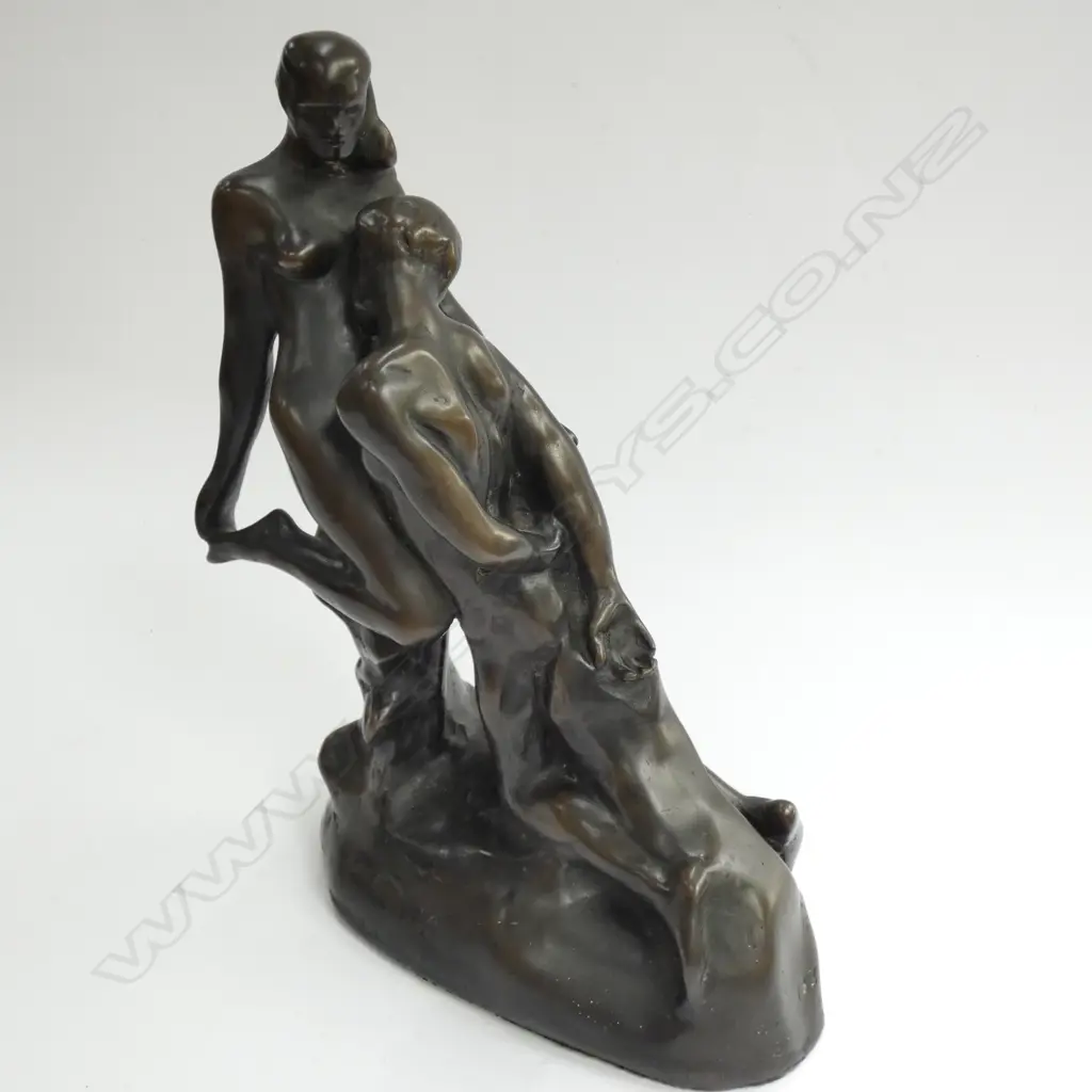 C 1920 PLASTER CAST BRONZED FIGURE Image 1++