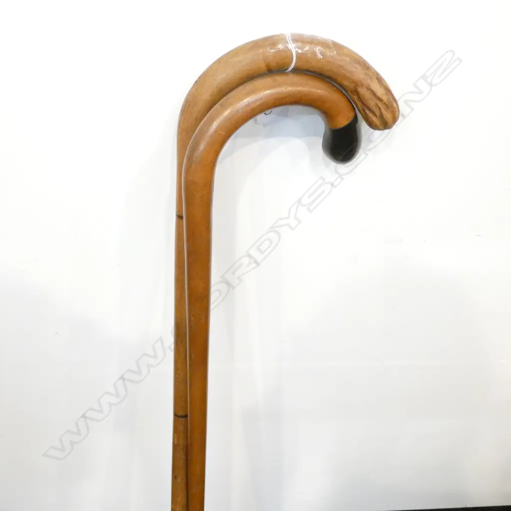 2 WALKING STICKS; ONE HORN TOP L. 900MM Image 1++