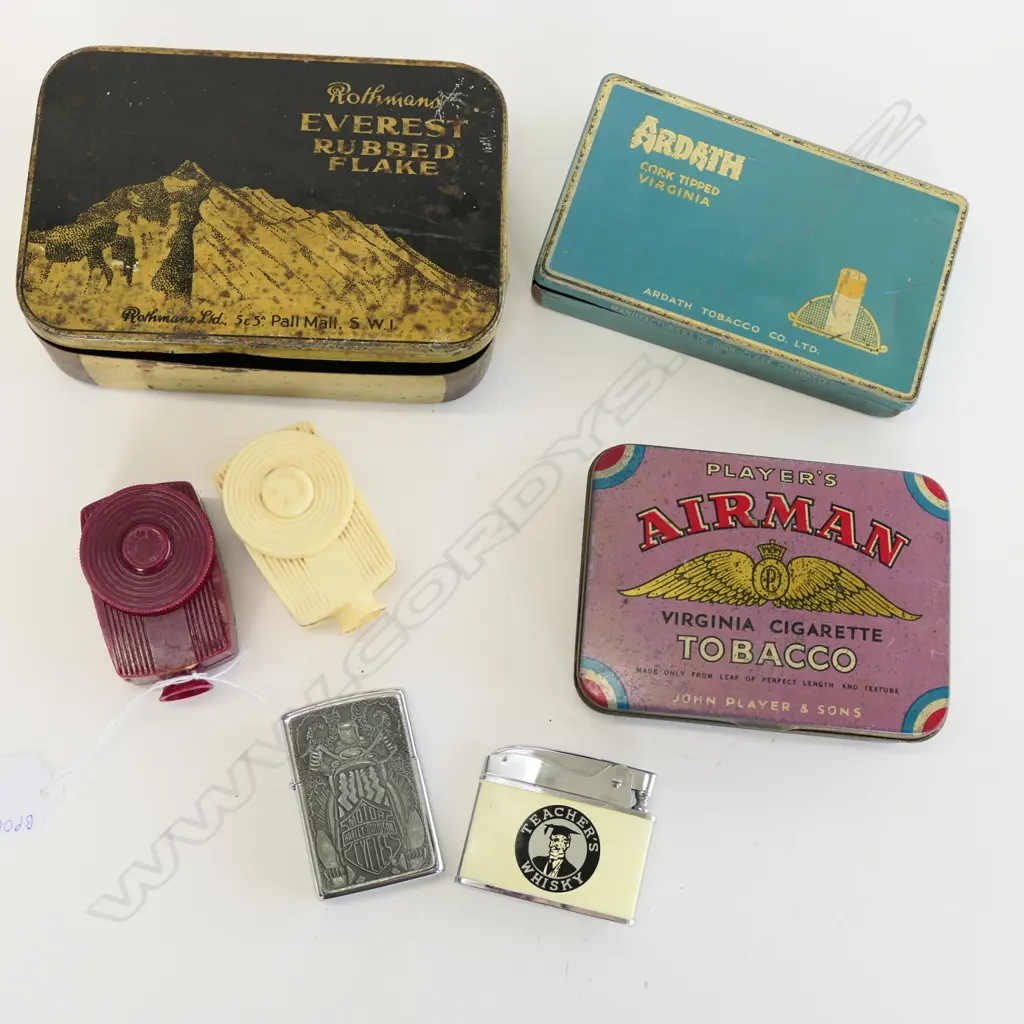 2 VINTAGE BAKELITE VIEWFINDERS, ONE NEW ZEALAND, ONE ENGLAND + 3 TINS & 2 LIGHTERS AF Image 1++