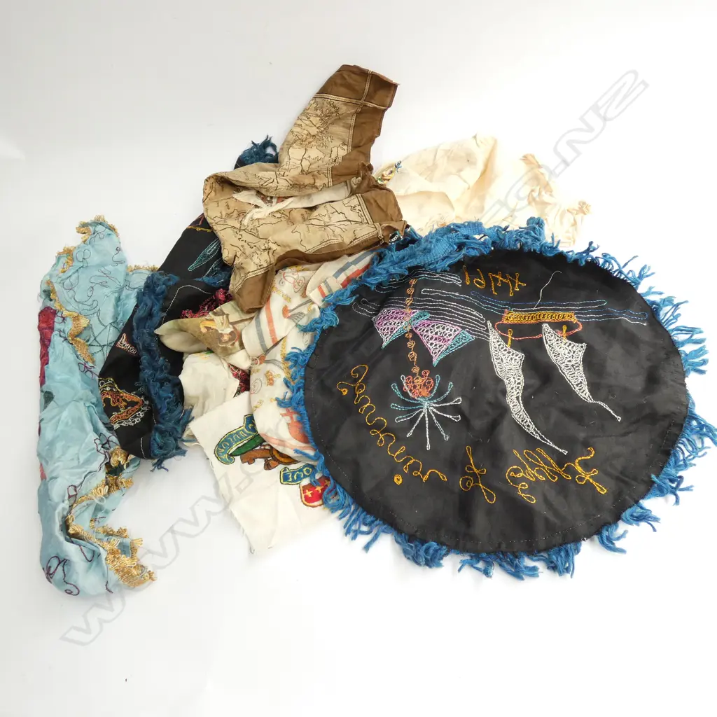 9 WWII SOUVENIR HANDKERCHEIFS & WW1 MAP (COTTON) Image 1++