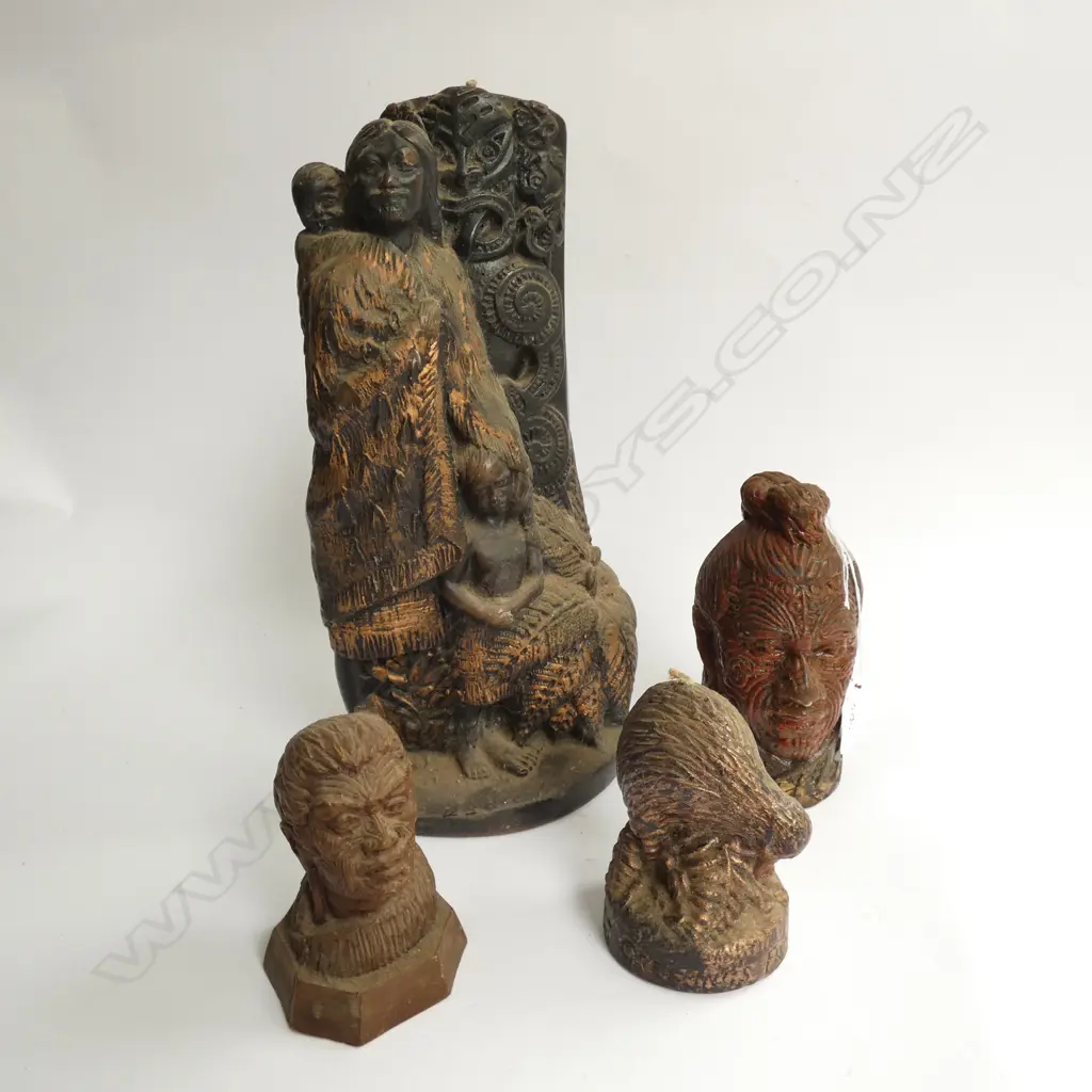 3 MAORI THEMED VINTAGE WAX CANDLES. TALLEST 310mm... Image 1++