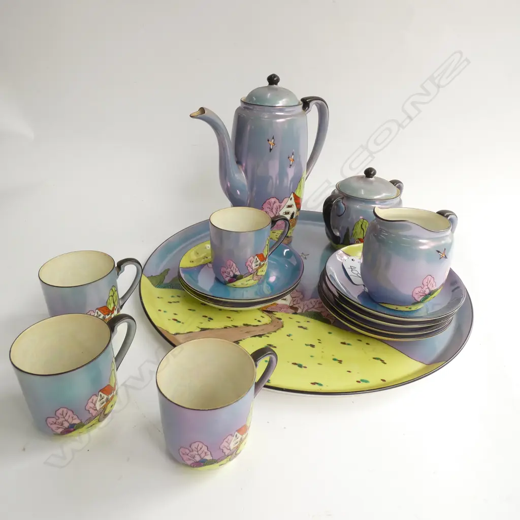 14 PC ART DECO DEMI-TASSE COFFEE SERVICE + TRAY Image 1++