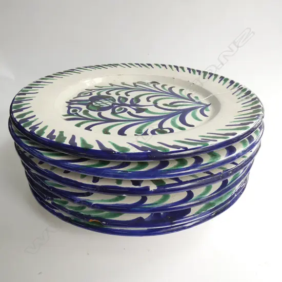 6 HAND PAINTED CERAMIC PLATES 300MM DIA