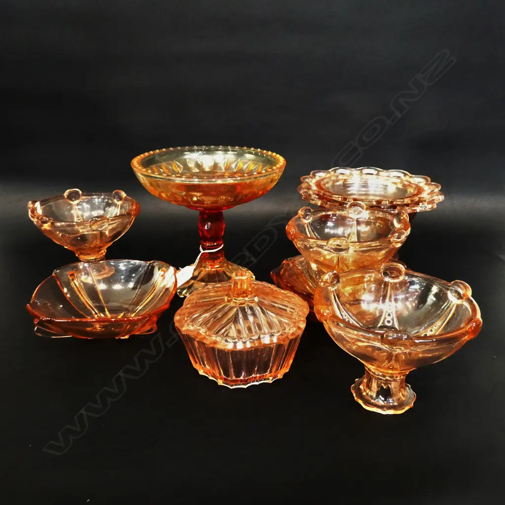 10 PCES PINK GLASS DEPRESSIONWARE Image 1++