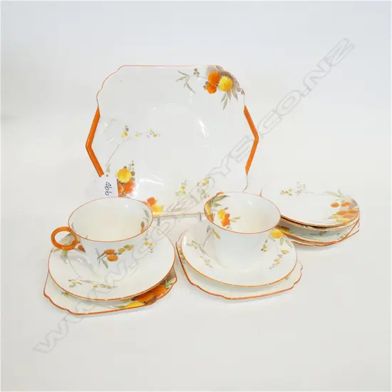 PART SHELLEY CHINA ART DECO TEA SET