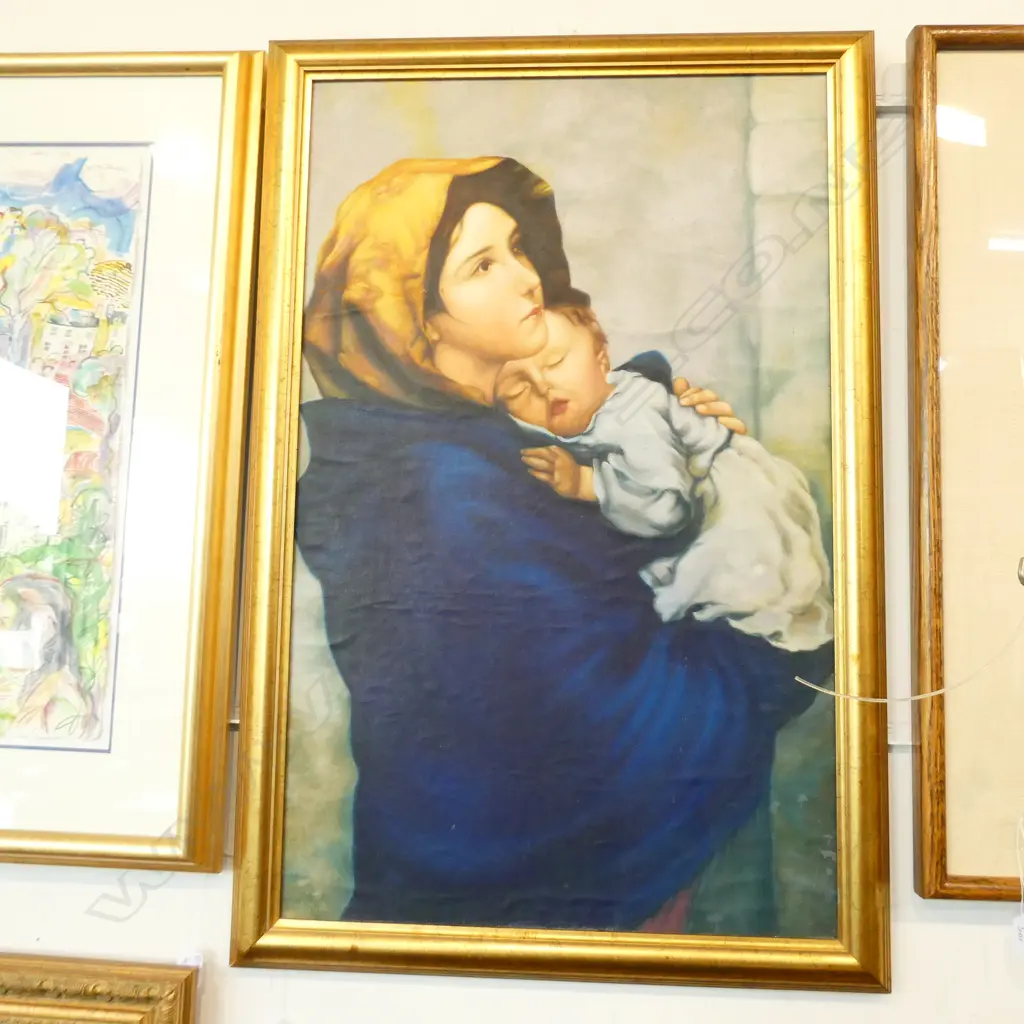 OIL ON CANVAS MOTHER AND CHILD 890 X 590MM Image 1++