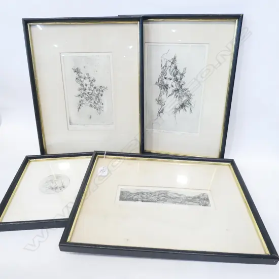 4 ETCHINGS BY S. WILCOX 375 X 300MM