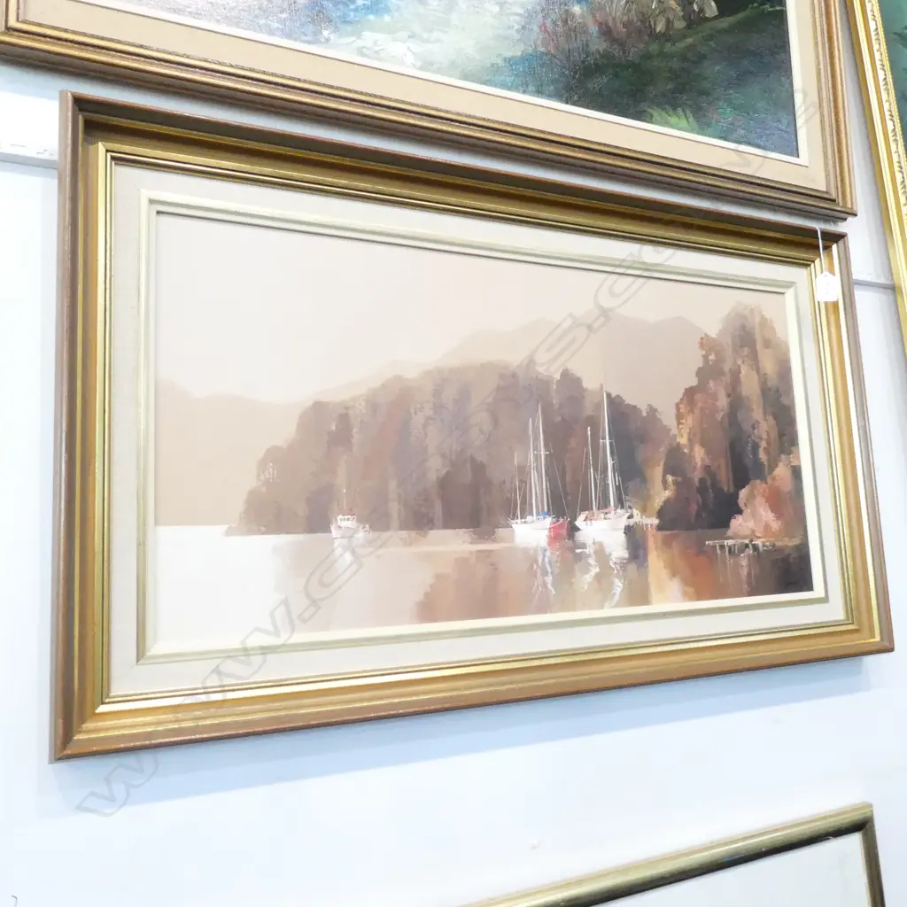 ROGER HARRISON 'SHELTERED BAY' OIL ON BOARD Image 1++