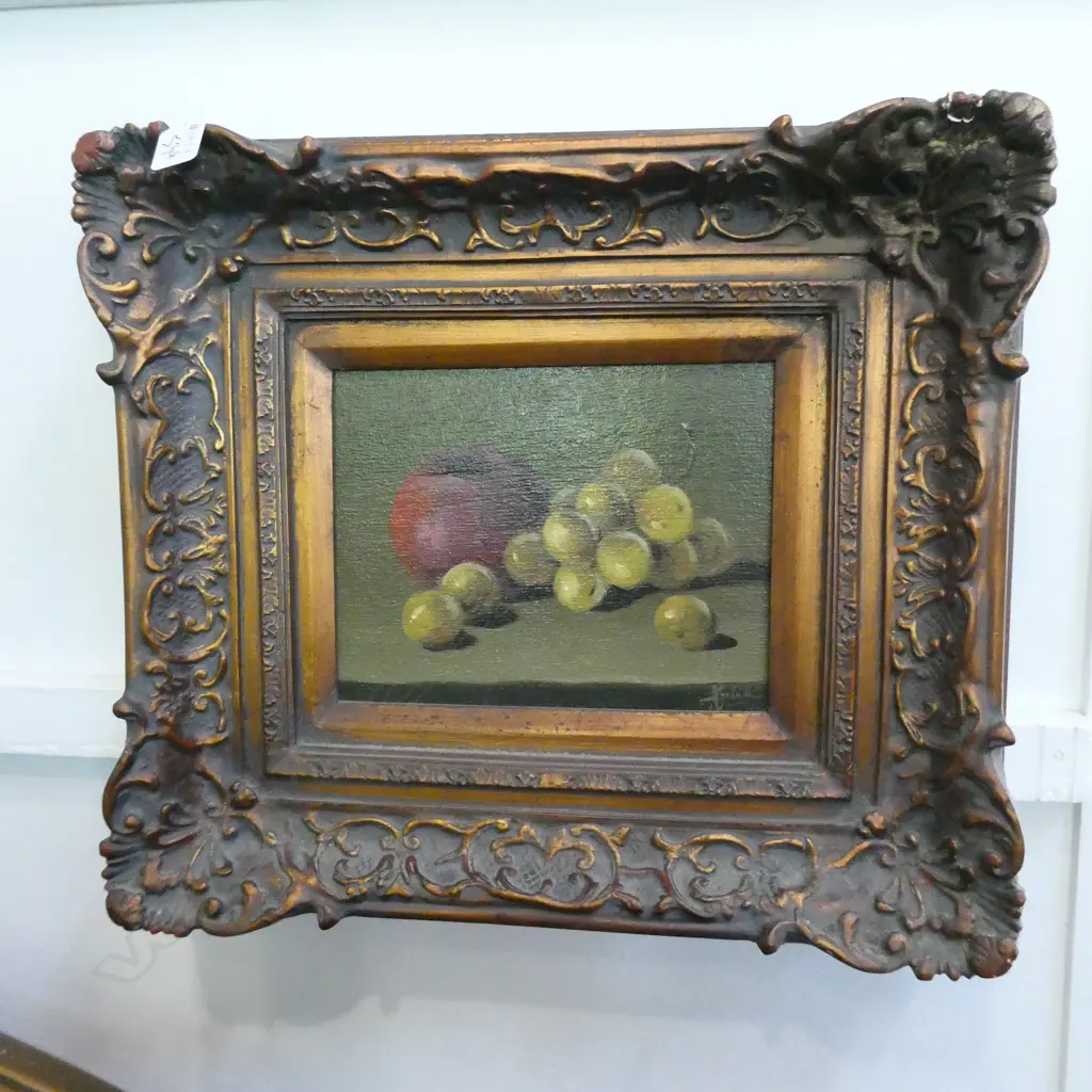 SIGNED STILL LIFE FRUIT OIL ON CANVAS GILT FRAME 460 X 410MM Image 1++