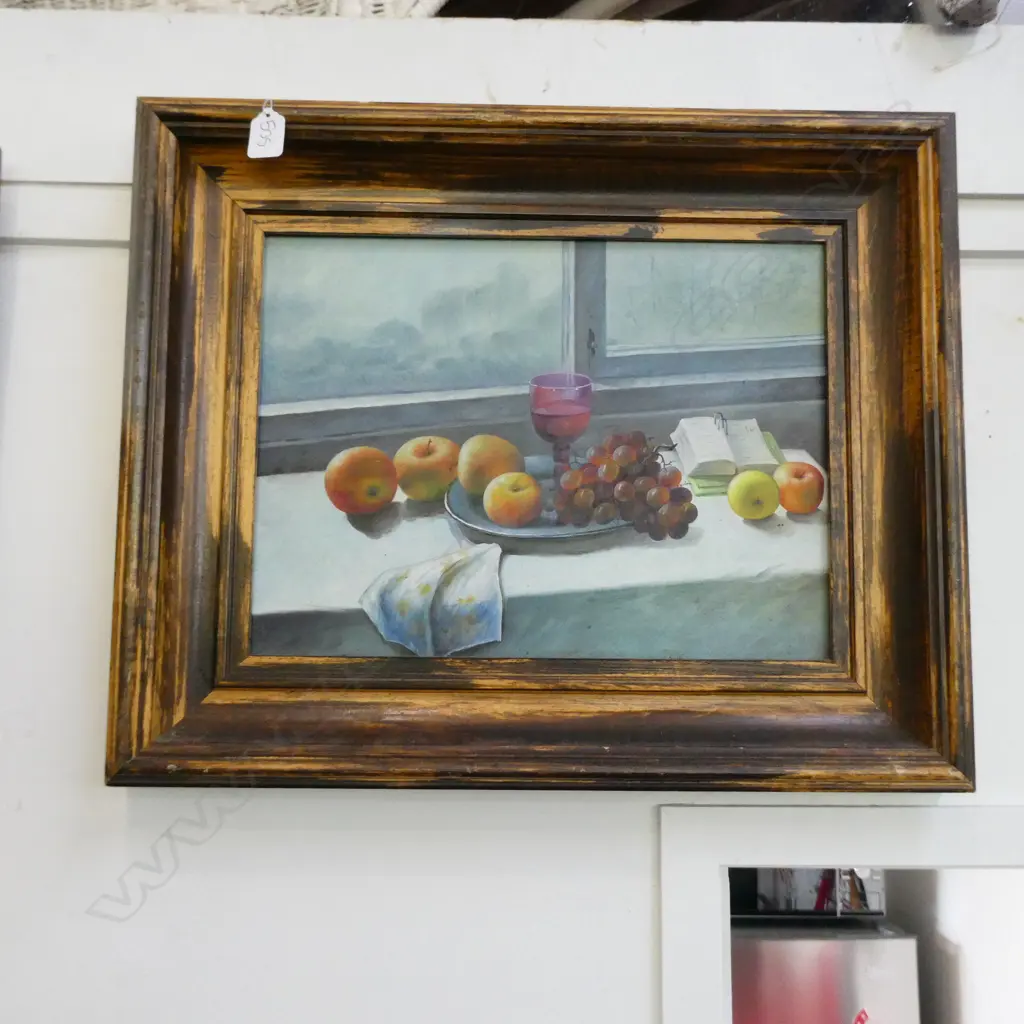 SIGNED STILL LIFE FRUIT OIL ON BOARD 565 X 460MM Image 1++