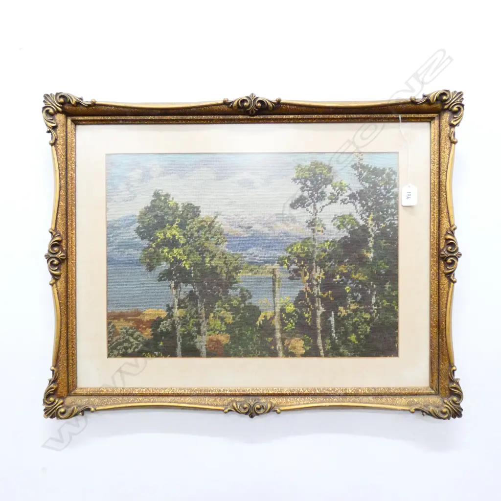 VINTAGE FRAMED TAPESTRY 'LAKE ROTEIRE SOUTH ISLAND..... Image 1++